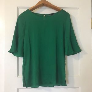 Emerald green Ann Taylor flutter-sleeve blouse